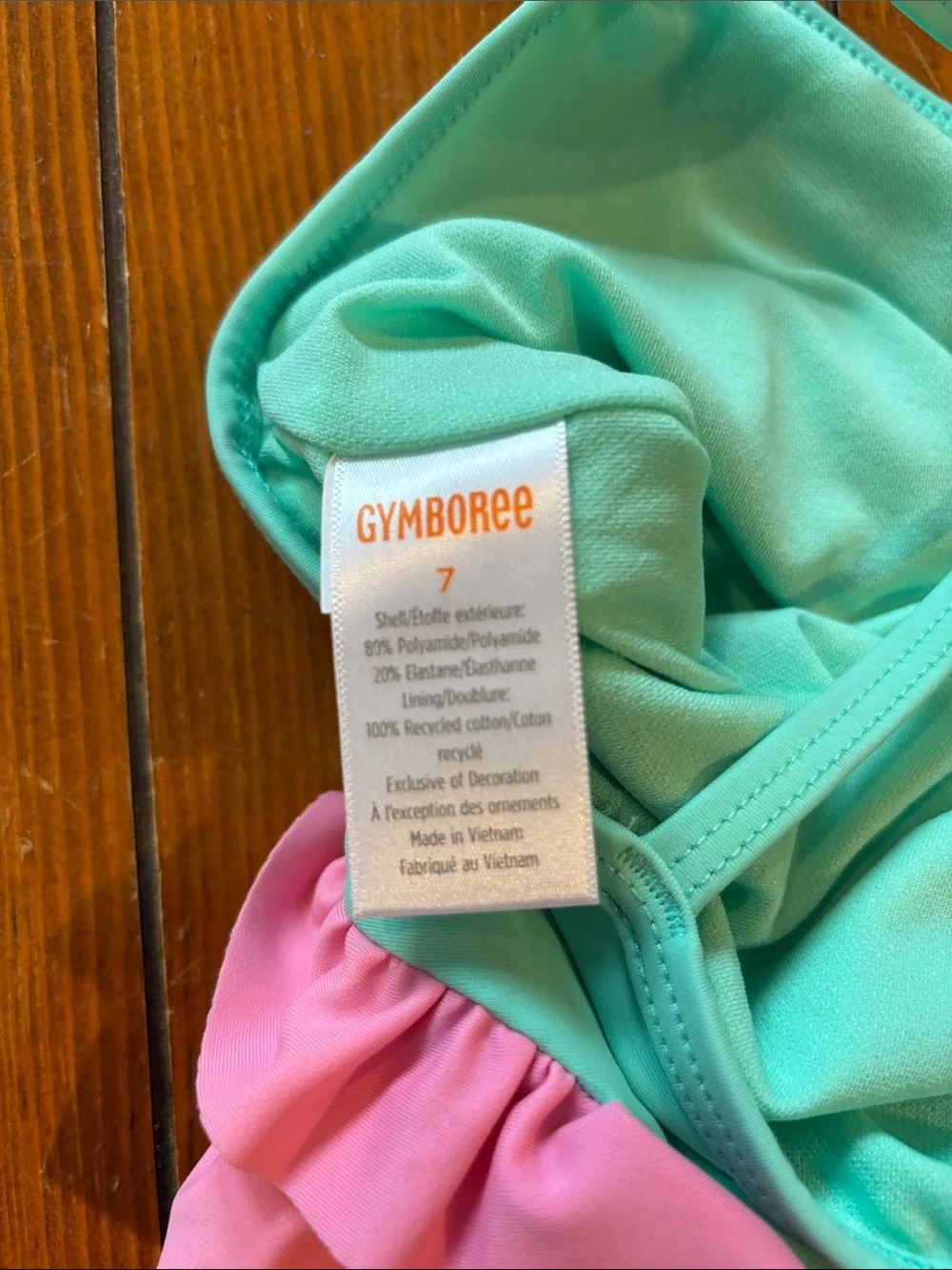 Gymboree Turquoise and Pink Flamingo Ruffle One-Piece Swimsuit Size 7